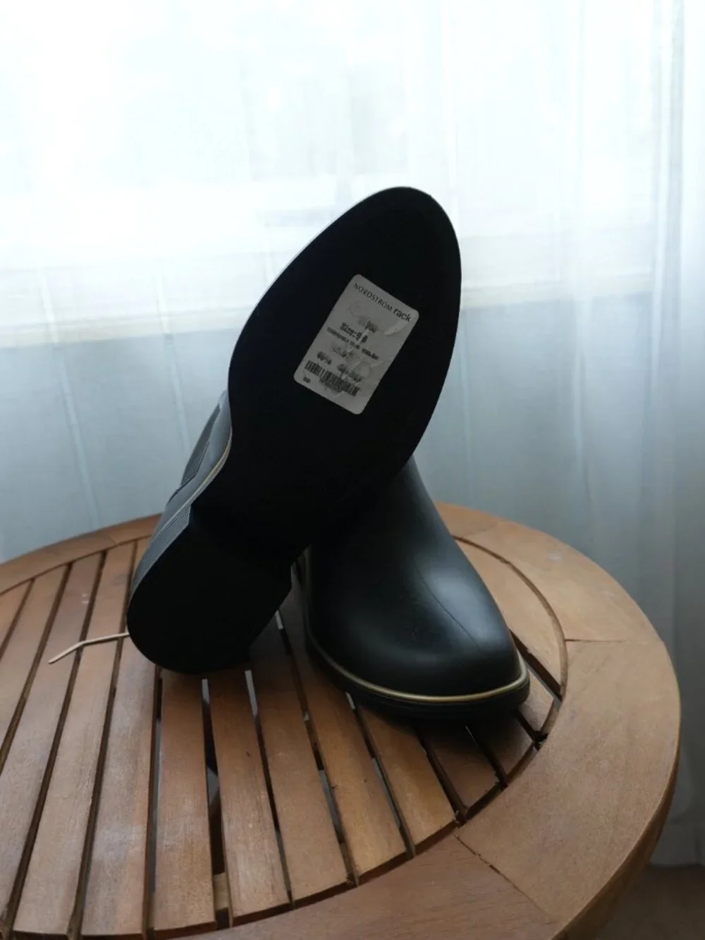 Kate Spade Black Chelsea Rain Boots with Gold Trim